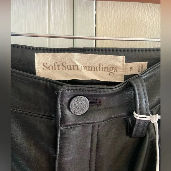 Soft Surroundings‎ Faux Leather Skinny Pants Black High Rise Women’s Size 10 NWT - Picture 4 of 8
